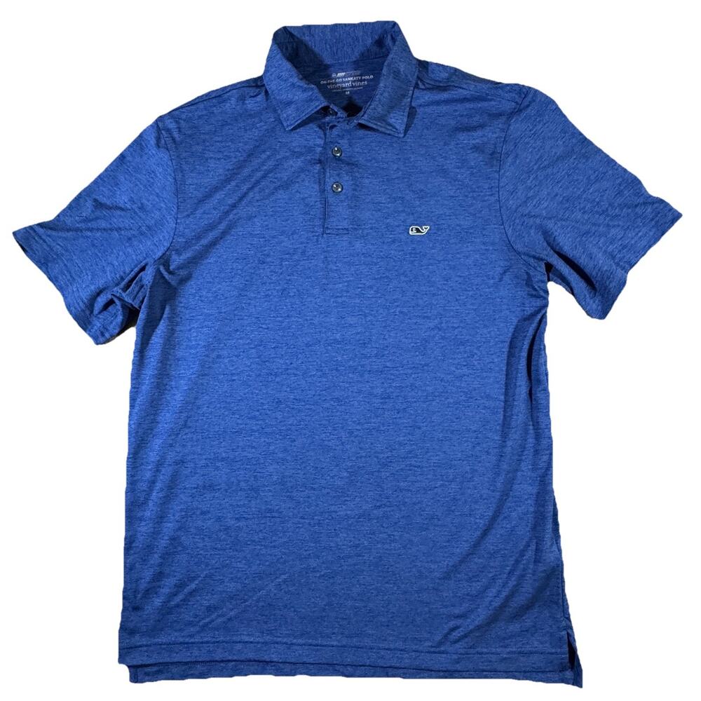 Vineyard Vines Mens Blue On-The-Go Sankaty Polo Short sleeve Shirt Size M